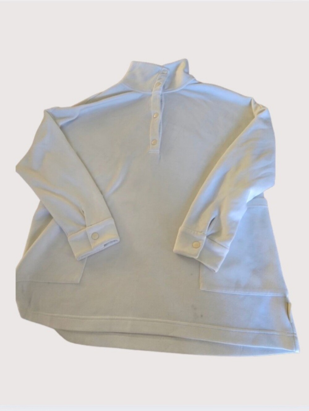 Varley Meredith Longline Henley Pullover Doublesoft Top,  Egret Ivory Size XXL